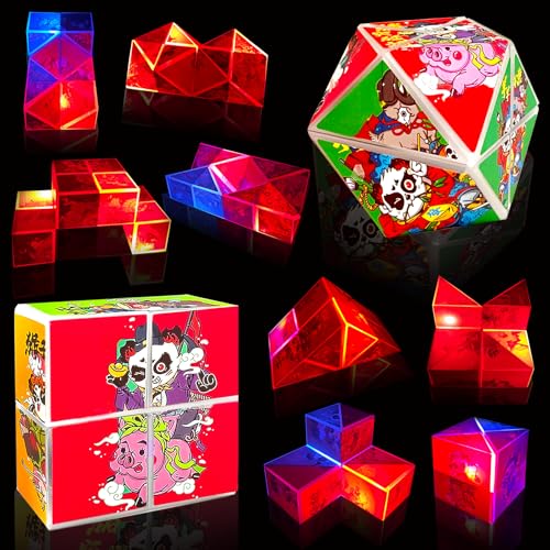 2 Stücke Würfel Star Cube Magic Cube Set,2 in 1 Transforming Cubes Magic Puzzle Cubes,Dekompression Puzzle Zauberwürfel Cube Spielzeug Spiele ab 6 7 8 9 Jahre Jungen Kinder, (Panda mit Licht,) von Shengbangym