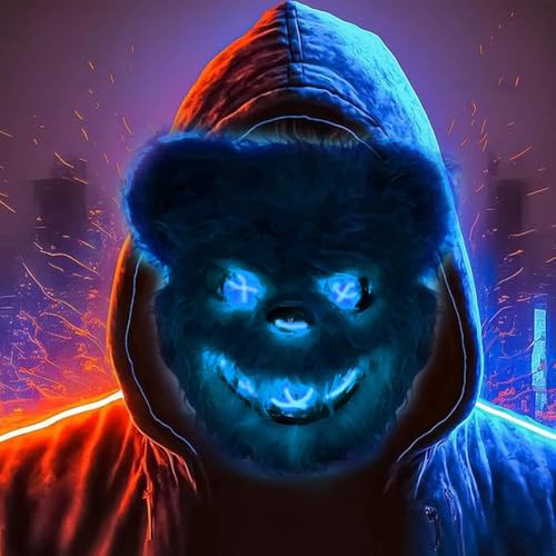 Shengou Halloween Maske Horror Bärenmaske,Gruselige Halloween Masken Led,Teddybär Maske,Gruselige Masken für Kinder,für Kostüm Karnevalsparty Cosplay Maskerade von Shengou