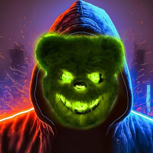 Shengou Halloween Maske Horror Bärenmaske,Gruselige Halloween Masken Led,Teddybär Maske,Gruselige Masken für Kinder,für Kostüm Karnevalsparty Cosplay Maskerade Shengou Halloween Maske Horror Bärenmaske,Gruselige Halloween Masken Led,Teddybär Maske,Gruselige Masken für Kinder,für Kostüm Karnevalsparty Cosplay Maskerade von Shengou