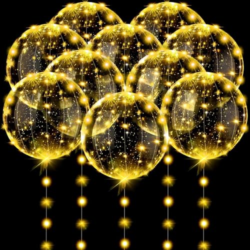 10 Stück Leuchtende Luftballons,Bobo Helium Ballons LED Luftballons,20 Zoll LED Bunte Bobo Helium Luftballons,Led Blinkende Luftballons mit Lichterketten,für Hochzeit Deko,Geburtstag,Party von Shengruili