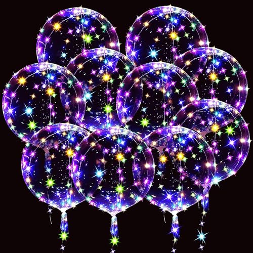 10 Stück Leuchtende Luftballons,Bobo Helium Ballons LED Luftballons,20 Zoll LED Bunte Bobo Helium Luftballons,Led Blinkende Luftballons mit Lichterketten,für Hochzeit Deko,Geburtstag,Party von Shengruili