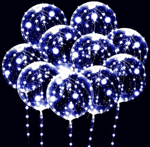 10 Stück Leuchtende Luftballons,Bobo Helium Ballons LED Luftballons,24 Zoll LED Weiß Bobo Helium Luftballons,Led Blinkende Luftballons mit Lichterketten,für Hochzeit Deko,Geburtstag,Party von Shengruili