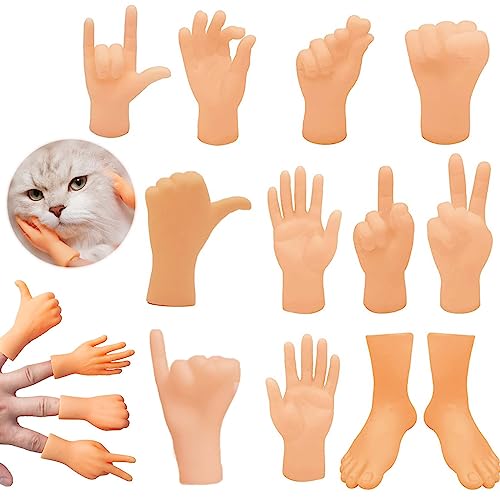 12 Stück Fingerhände Fingerpuppen,Kleine Hände Fingerpuppen,Tiny Hand Finger Puppets,Mini Hände für Finger,Gummi Lustige Minihände,Gummi Lustige Minihände,Mini Finger Hände Set von Shengruili