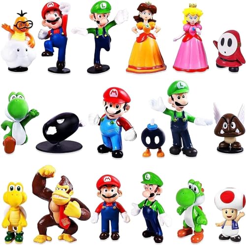 18 Stück Tortendeko Geburtstag, Super Tortenfiguren, Cupcake Party Kuchen Deko, Cartoon Kindergeburtstag - Geeignet für Kinder Geburtstag Party Torte Supplies von Shengruili