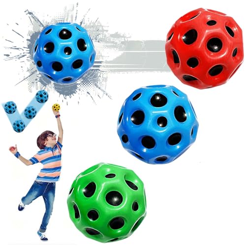 Shengruili 3 Stück Astro Jump Ball,Space Ball,Macht Space Bälle Spielzeug,Bounce-Loch-Ball,Space Ball Mini Bouncing Ball Toy,Bounce Ball,Spielzeug Planeten Hüpfbälle für Kinder im Freien von Shengruili