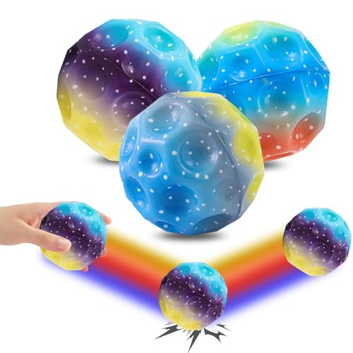 3 Stück Sprünge Gummiball,Astro Jump Ball,Space Ball,Macht Space Bälle Spielzeug,Bounce-Loch-Ball,Space Ball Mini Bouncing Ball Toy,Bounce Ball,Spielzeug Planeten Hüpfbälle für Kinder im Freien von Shengruili