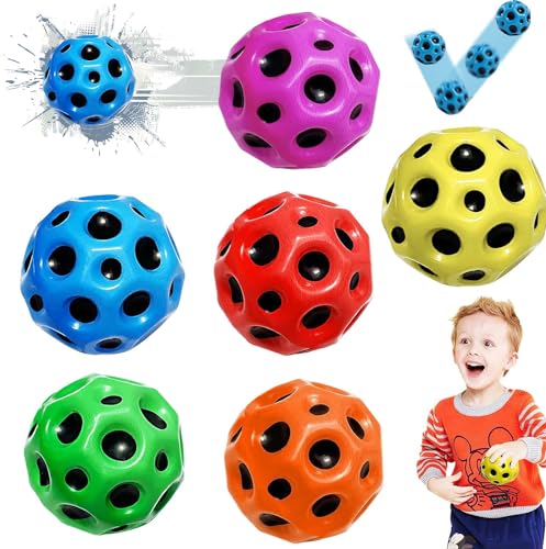 6 Stück Sprünge Gummiball,Astro Jump Ball,Space Ball,Macht Space Bälle Spielzeug,Bounce-Loch-Ball,Space Ball Mini Bouncing Ball Toy,Bounce Ball,Spielzeug Planeten Hüpfbälle für Kinder im Freien von Shengruili