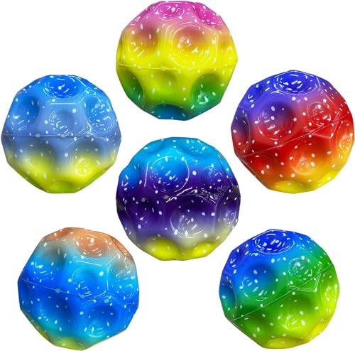 6 Stück Sprünge Gummiball,Astro Jump Ball,Space Ball,Macht Space Bälle Spielzeug,Bounce-Loch-Ball,Space Ball Mini Bouncing Ball Toy,Bounce Ball,Spielzeug Planeten Hüpfbälle für Kinder im Freien von Shengruili