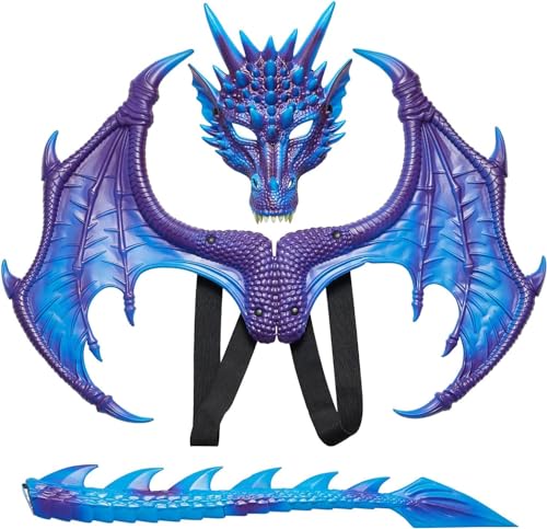 Drachenflügel,Dragon Wings,Halloween Drachen Maske,Drachen Cosplay Kostüm,Drachenmaske Kostüm Maskerade,Halloween Dragon Set,Drachen Kostüm für Kinder Jungen Mädchen Halloween Party Karneval Drachenflügel,Dragon Wings,Halloween Drachen Maske,Drachen Cosplay Kostüm,Drachenmaske Kostüm Maskerade,Halloween Dragon Set,Drachen Kostüm für Kinder Jungen Mädchen Halloween Party Karneval von Shengruili