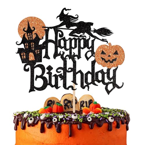 Halloween Happy Birthday Kuchen Topper,Halloween Happy Birthday Cake Topper,für Haunted House Witch Kürbis Herbst Themed Cake Dekoration Geburtstag Party Halloween Happy Birthday Kuchen Topper,Halloween Happy Birthday Cake Topper,für Haunted House Witch Kürbis Herbst Themed Cake Dekoration Geburtstag Party von Shengruili