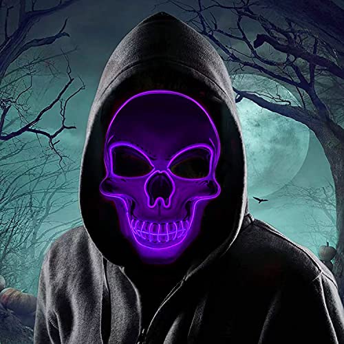 Halloween Maske,Led Skelett Maske,LED Grusel Maske im Dunkeln Leuchtend,Party Leucht Maske für Karneval,Gruselige Halloween-Maske,LED Maske Karneval,für Kostümspiele Cosplays Feste und Partys von Shengruili