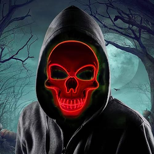 Halloween Maske,Led Skelett Maske,LED Grusel Maske im Dunkeln Leuchtend,Party Leucht Maske für Karneval,Gruselige Halloween-Maske,LED Maske Karneval,für Kostümspiele Cosplays Feste und Partys von Shengruili