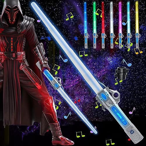 Laserschwert Kinder,Star Wars Kostüm Kinder,Duell Lichtschwerter,Lichtschwert,Doppelklingen Laserschwert,Lichtschwerter mit Licht und Sound,Cosplay Spielzeug für Kinder Geschenk von Shengruili