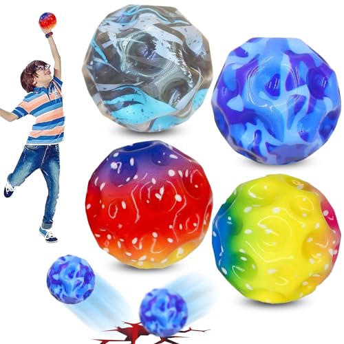 Shengruili 4 Stück Astro Jump Ball,Space Ball,Macht Space Bälle Spielzeug,Bounce-Loch-Ball,Space Ball Mini Bouncing Ball Toy,Bounce Ball,Spielzeug Planeten Hüpfbälle für Kinder im Freien von Shengruili