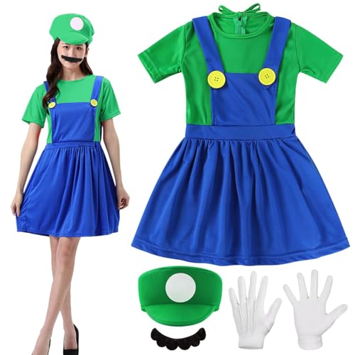 Shengruili 4 Stück Kostüm Luigi Kostüm Set,Luigi Kostüm,Bros Cosplay Kostüm,Damen Herren Jungen Madchen Outfit für Weihnachten Karneval Faschingskostüme Shengruili 4 Stück Kostüm Luigi Kostüm Set,Luigi Kostüm,Bros Cosplay Kostüm,Damen Herren Jungen Madchen Outfit für Weihnachten Karneval Faschingskostüme von Shengruili