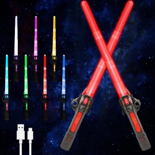 Shengruili 2Pcs Laserschwert Kinder,Duell Lichtschwerter,2 in 1 Lichtschwert,RGB 7 Farben Lichtschwerter,Smooth Swing USB Wiederaufladbare Laserschwert,Cosplay Spielzeug für Kinder Geschenk Shengruili 2Pcs Laserschwert Kinder,Duell Lichtschwerter,2 in 1 Lichtschwert,RGB 7 Farben Lichtschwerter,Smooth Swing USB Wiederaufladbare Laserschwert,Cosplay Spielzeug für Kinder Geschenk von Shengruili