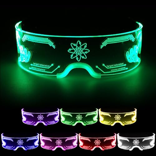 Shengruili Leuchtende Party Brille,LED CyberPunk Leuchtgläser,LED Leuchtende Brille,Cyberpunk Brille,Festliche coole Neon Brille,Futuristische Visiergläser,Brille für Cosplay von Shengruili