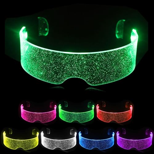 Shengruili Leuchtende Party Brille,LED Cyberpunk Leuchtgläser,LED Leuchtende Brille,Cyberpunk Brille,Festliche Coole Neon Brille,Futuristische Visiergläser,Brille für Cosplay von Shengruili