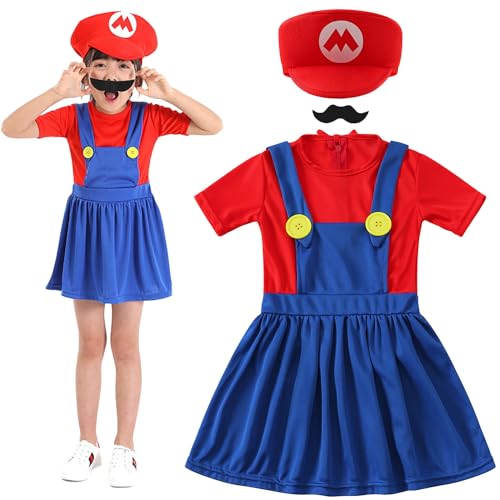 Shengruili Mario Kostüm Luigi Kostüm Set,Luigi Kostüm,Bros Cosplay Kostüm,Damen Herren Jungen Madchen Outfit für Weihnachten Karneval Faschingskostüme,Erwachsene (3) von Shengruili