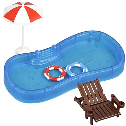 5 Stück Miniatur Pool Deko,Puppenhaus Stranddekorationen,Strandkorb Schwimmringe Miniatur Schwimmbad für Poollandschaft Strand Mikrolandschaft,Miniatur Süßigkeitenglas Deko von Shengruili