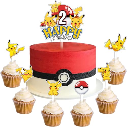 Tortendekoration Cake Topper Set,7 Stück Tortendeko,Happy Birthday Tortenaufsatz,Muffin Deko,Cupcake Topper Deko,Kindergeburtstag Party Geburtstag Deko Tortendeko Geburtstag Mädchen Junge von Shengruili
