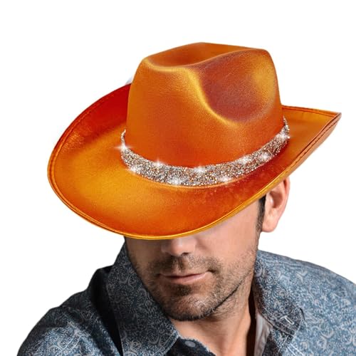 Cowboyhut Cosplay Kostüm Glänzend Disco Kostüm Cosplay Kostüm Elegant Western Thema Cowboyhut Halloween Rollenspiel für Männer Frauen Erwachsene von Shenrongtong