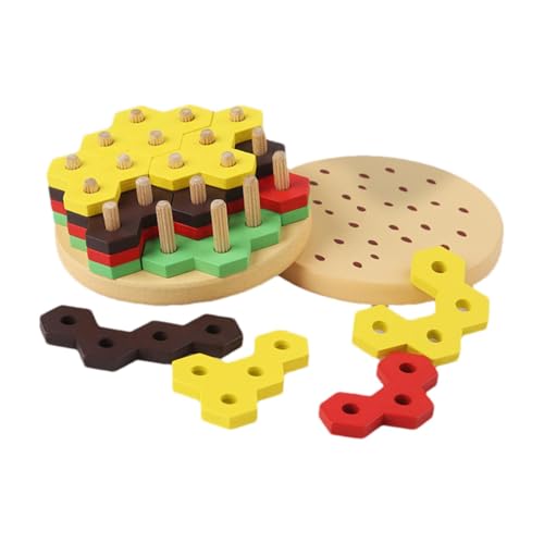 Hamburger Stacker -Spielzeug, Stapel von Food Toy | Hölzerne pädagogische Vorschule Lernblöcke | Interaktive vorgetäuschte Küchenstapelspiel für Mädchen Geburtstag von Shenrongtong