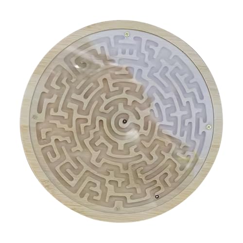 Labyrinth Spiel | Holz Labyrinth Bretter Für Kinder | Mit 2 Metall Kugeln Runde Brett Für Reisen Partys Klassenraum Familie Jugendliche Kinder Erwachsene von Shenrongtong