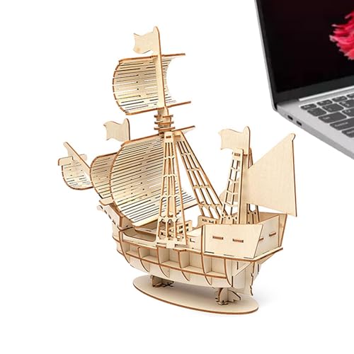 Puzzle-Bausteine, 3D-Holz-Segelboot-Puzzle-Bauset – kreatives Bauset, DIY-Desktop-Puzzle-Blöcke für Jungen, Mädchen, Kinder von Shenrongtong