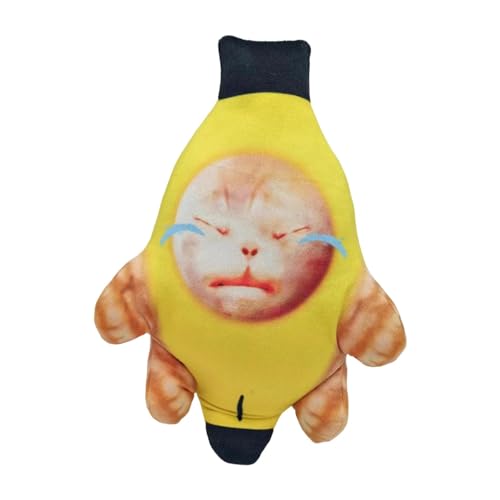 Shenrongtong Bananenkatze, Bananenkatzenspielzeug | Bananenkatze Stofftier | Bananenkatzen-Plüsch, weinende Bananenkatzen-Plüschkatze, lustiger Bananenkatzen-Schlüsselanhänger mit Sound für Kinder und von Shenrongtong