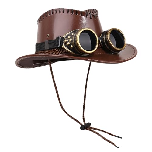 Shenrongtong Damen Steampunk Hüte,Großkrempige Hüte | Kostümzubehör mit Goggles-Deko für Karneval Cosplay Mottopartys von Shenrongtong