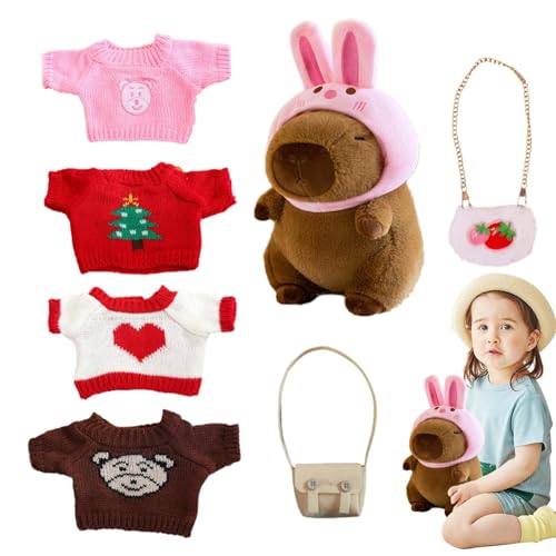 Shenrongtong Gefüllter Capybara mit Kleidung, Capybara-Plüsch mit Zubehör | Capybara-Plüschtiere umarmen Sich,Capybara-Dekorationspuppe, Stofftier, süßes Kuscheltier für Weihnachten Shenrongtong Gefüllter Capybara mit Kleidung, Capybara-Plüsch mit Zubehör | Capybara-Plüschtiere umarmen Sich,Capybara-Dekorationspuppe, Stofftier, süßes Kuscheltier für Weihnachten von Shenrongtong