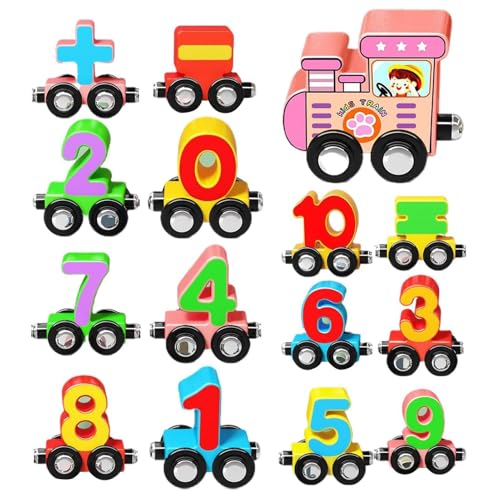 Shenrongtong Hölzerne Magnetzug Set, Zahlenzug Set | Magnetische mathematische Lernfarbsortierung Spielset - Digitales Lernen Mathematik -Bildungspulting für Kinder Kleinkind und Mädchen von Shenrongtong