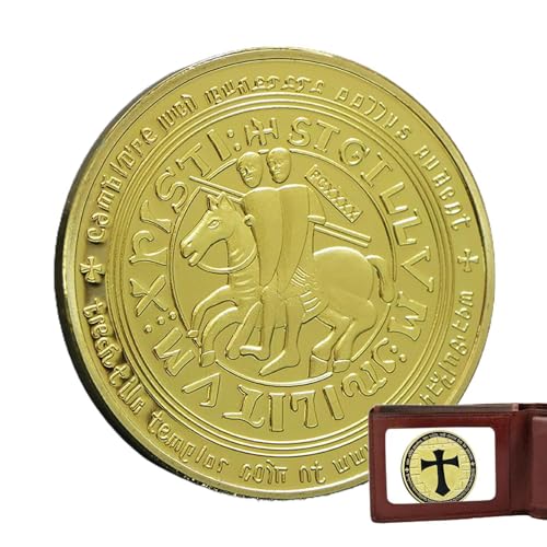 Shenrongtong Kreuz-Challenge-Münze, religiöse Gedenkmünze | Vergoldete Gedenkmünze - Einzigartige Ritter-Herausforderungsmünze für Familienfreunde und Kollegen von Shenrongtong