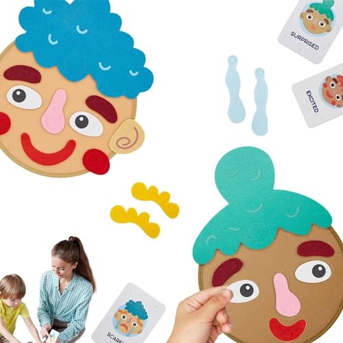 Shenrongtong Lustige Gesichter-Spiele, Grimassen-Spielzeug - Lustige Filzaufkleber für soziales emotionales Lernen | Spielzeug zum Ändern des Ausdrucks für Zuhause, Schule, Park, Auto und draußen von Shenrongtong