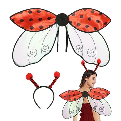 Shenrongtong Marienkäferflügel, Mädchen Halloween Kostüm für die Bühne, Ladybug Bienenflügel Stirnband für Cosplay -Maskerade -Accessoires Shenrongtong Marienkäferflügel, Mädchen Halloween Kostüm für die Bühne, Ladybug Bienenflügel Stirnband für Cosplay -Maskerade -Accessoires von Shenrongtong