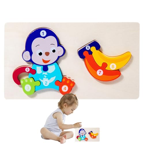 Shenrongtong -Spielzeug aus Holz - Tierpuzzles,Tragbares Stapelspiel, Vorschulspielzeug, Geburtstagsgeschenk für Kleinkinder, Mädchen und Kinder von Shenrongtong
