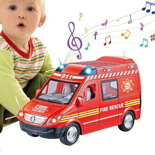 Shenrongtong Rettungsfahrzeuge,Rettungsfahrzeuge für Kleinkinder, Lichter und Geräusche ziehen Spielzeugfahrzeug zurück, Pädagogische Geburtstagsgeschenke für Kinder im Alter von 3–8 Jahren von Shenrongtong