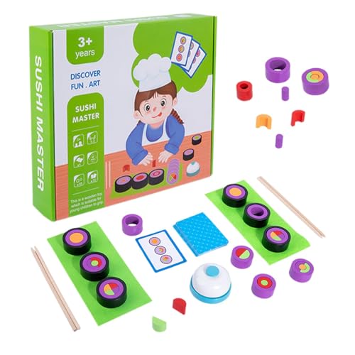 Shenrongtong Rollen Sie so, als ob Sie Sushi-Schneiden-Spielzeug Spielen würden, Sushi-Schneiden-Spielset - Interaktives Lernspielzeug für Küche und Essen aus Holz | Das STEM-Spielspielzeug „Slicing von Shenrongtong