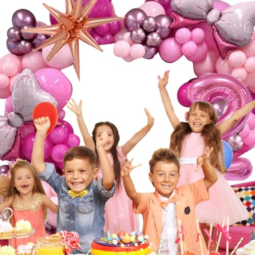 Shenrongtong Rosa Latex-Luftballons-Set, Geburtstags-Luftballons-Dekorationsset - Schleifen-Zahlen-Party-Luftballons-Set für Geburtstagsfeier | Latex-Luftballons in Rosa, rosa Metall-Latex-Luftballons von Shenrongtong