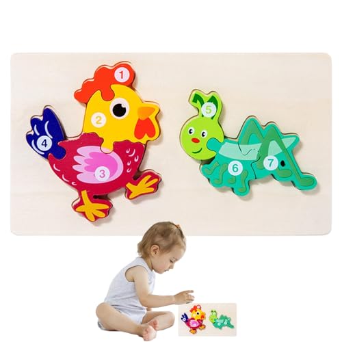 Shenrongtong Sinnesspielzeug aus Holz - Montessori-Holzpuzzles für Kinder - Wiederverwendbare Montessori-Pädagogische Holzpuzzles für Kleinkinder, Kinder, Jungen und Mädchen von Shenrongtong