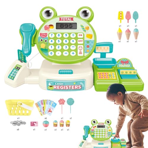 Shenrongtong Spielzeugkasse für Kinder, Spielzeugkasse - Interaktives Spielzeug für Supermarktkassierer | Lebensmittelgeschäft-Spielset, pädagogische Kleinkind-Registrierkasse für Mädchen und Jungen von Shenrongtong