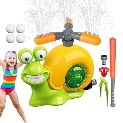 Shenrongtong Sprinkler für Kinder,Wassersprinkler für Kinder | Kleinkind-Sprinkler-Spaß-Sprinkler-Spielzeug,Wasserspielzeug mit Baseball und Schläger, Rasenspiel-Schneckensprinkler, rotierender von Shenrongtong