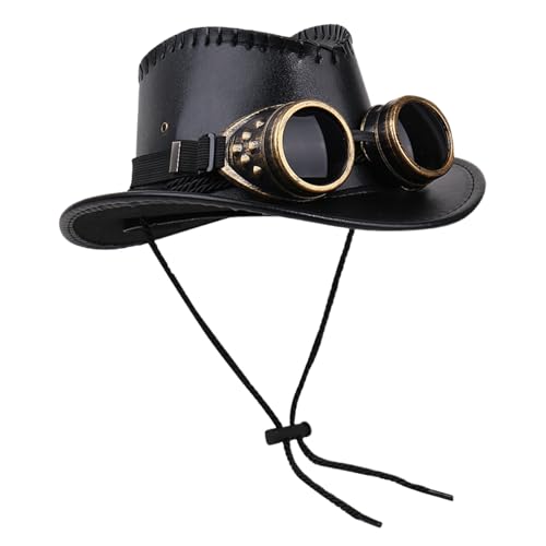 Shenrongtong Steampunk Hut Herren - Lässige Sonnenlichtschutz Hüte,Kostümzubehör mit Goggles-Deko für Karneval Cosplay Mottopartys von Shenrongtong