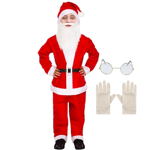Shenrongtong Weihnachtsmann-Kostüm für Jungen, Weihnachtsmann-Kostüm für Kinder,Weihnachtsmann Cosplay | Weihnachtsmann-Kostüm für Kinder im Alter von 4–12 Jahren, Jungen-Weihnachtsmann-Cosplay-Anzug von Shenrongtong