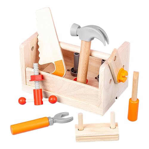 Shenrongtong Werkzeugset für Kinder,Werkzeugset für Kinder - 16-teiliges Konstruktionsspielzeug aus Holz mit Box für Kleinkinder | Tragbares Montessori-Spielzeug für die frühe Entwicklung, von Shenrongtong