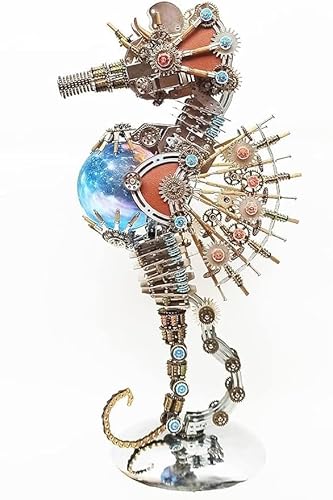 3D Metal Puzzle Steampunk Seepferdchen Lampe – 2100 teiliges mechanisches Modellbausatz aus Metall mit 16 Farben Planetenlicht – perfekte Raumdekoration und Geschenkwahl (Planetenlampe) von Shepatio