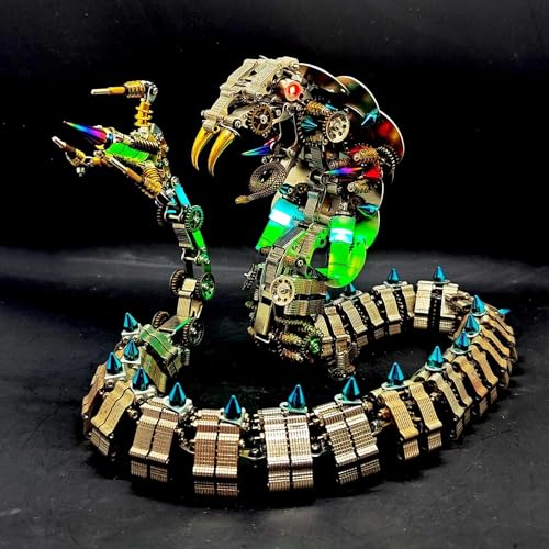 3D Metall Puzzle Königskobra Modellbausatz mit Licht,DIY 3D Metall Mechanisches Modell Erwachsener mit Werkzeugsatz,3D Metall Modellbausatz Desktop Spielzeug Geschenke von Shepatio