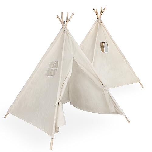Indianerzelt für Kinder – Tipi Zelt 135 cm – lustiges Spielezelt für drinnen oder draußen mit Holzrahmen und Bezug aus Leinen Indianerzelt für Kinder – Tipi Zelt 135 cm – lustiges Spielezelt für drinnen oder draußen mit Holzrahmen und Bezug aus Leinen von Sherwood Store