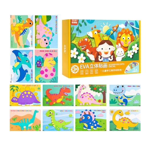 Shichangda 3D-Puzzle-Zeichnungsaufkleber, dreidimensionale Aufkleberspielzeuge,12-teiliges Aufkleber-Set für Kleinkinder - Handgefertigtes dreidimensionales Puzzlespiel-Lernspielzeug mit reichhaltigen von Shichangda